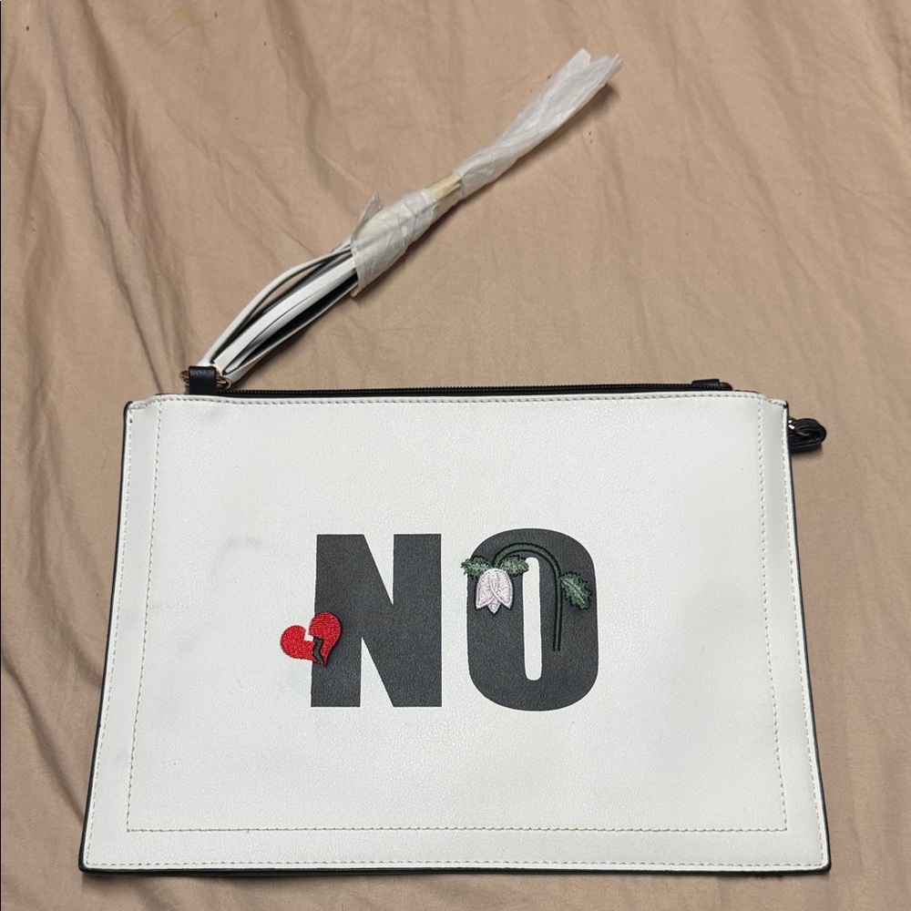 Stylish White Clutch with Embroidered Design